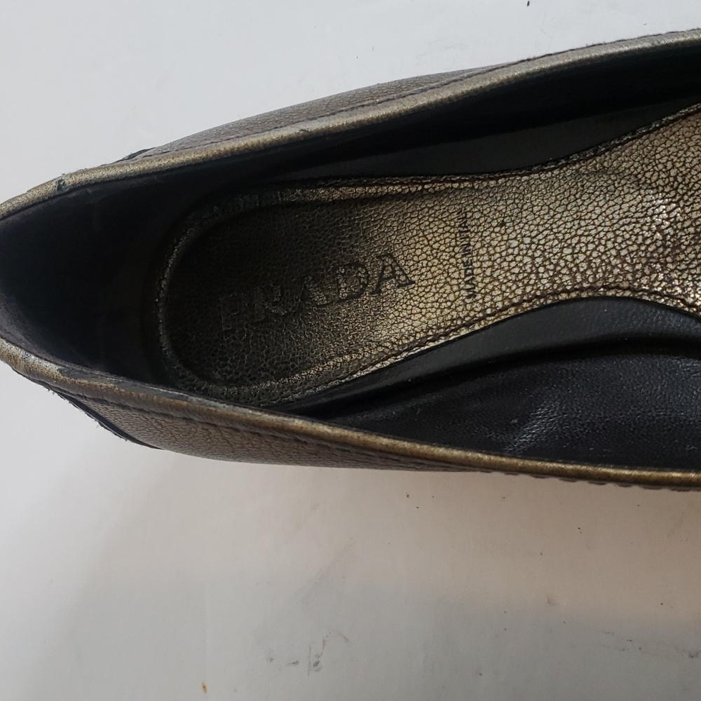 Prada Buckle Gold Shimmer Shoe Size 7 (38) - Picture 3 of 7